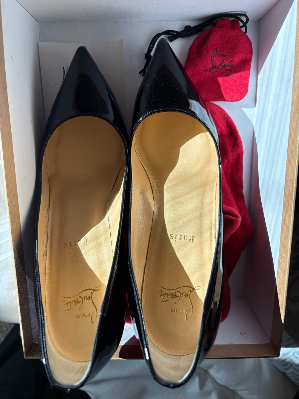 Christian Louboutin 85mm Black Patent Pointed Toe Pumps